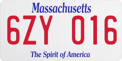 MA license plate 6ZY016