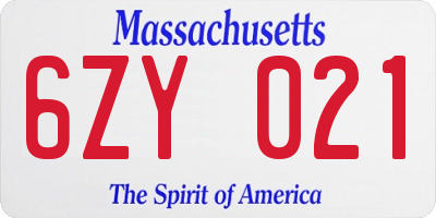 MA license plate 6ZY021