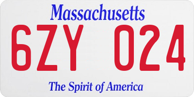 MA license plate 6ZY024