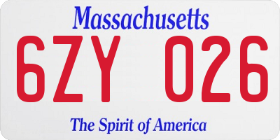 MA license plate 6ZY026