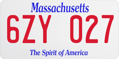 MA license plate 6ZY027