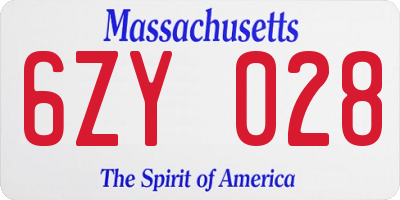 MA license plate 6ZY028