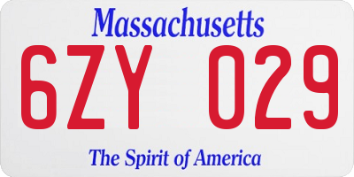 MA license plate 6ZY029