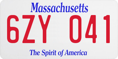 MA license plate 6ZY041