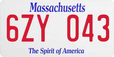 MA license plate 6ZY043