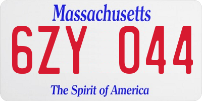MA license plate 6ZY044