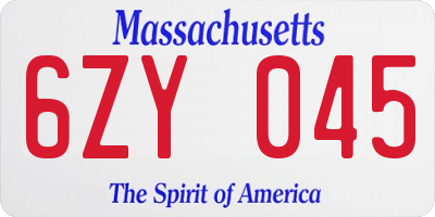 MA license plate 6ZY045