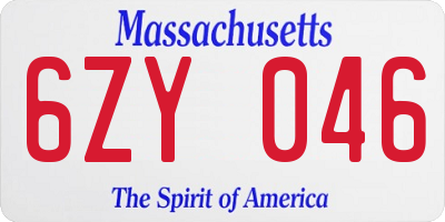 MA license plate 6ZY046