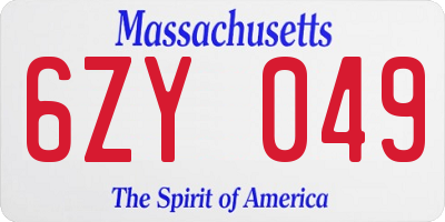 MA license plate 6ZY049