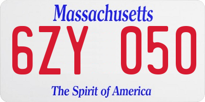MA license plate 6ZY050