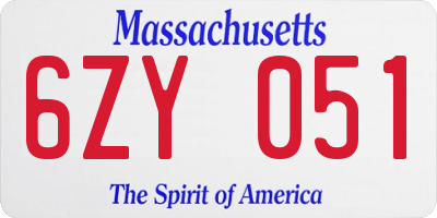 MA license plate 6ZY051