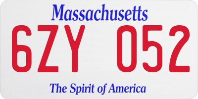 MA license plate 6ZY052