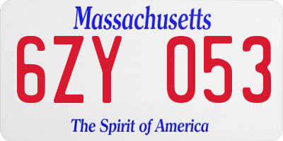 MA license plate 6ZY053