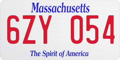 MA license plate 6ZY054