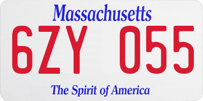 MA license plate 6ZY055