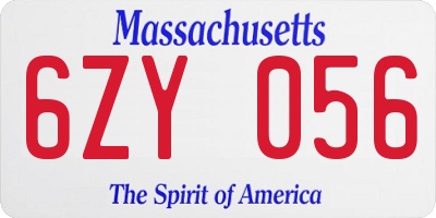 MA license plate 6ZY056