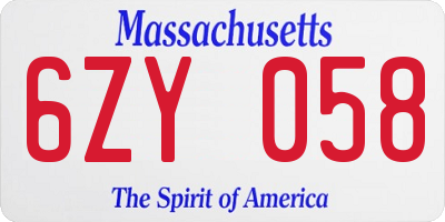 MA license plate 6ZY058