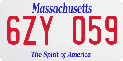MA license plate 6ZY059