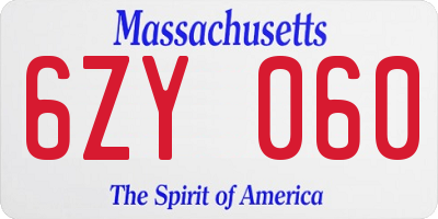 MA license plate 6ZY060