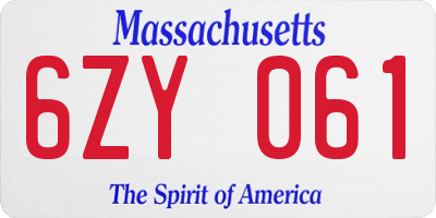 MA license plate 6ZY061