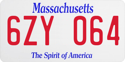 MA license plate 6ZY064
