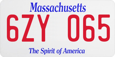 MA license plate 6ZY065