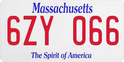 MA license plate 6ZY066