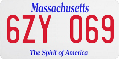 MA license plate 6ZY069