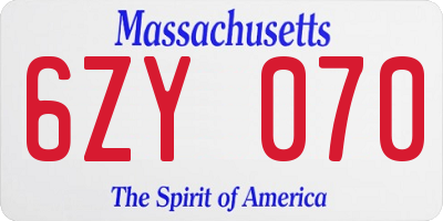 MA license plate 6ZY070