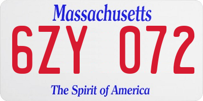 MA license plate 6ZY072