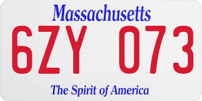 MA license plate 6ZY073