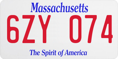MA license plate 6ZY074