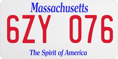 MA license plate 6ZY076