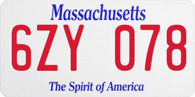 MA license plate 6ZY078