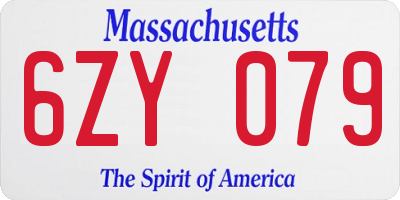 MA license plate 6ZY079