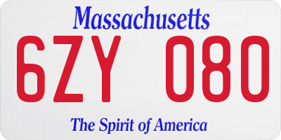 MA license plate 6ZY080