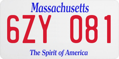 MA license plate 6ZY081
