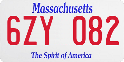 MA license plate 6ZY082