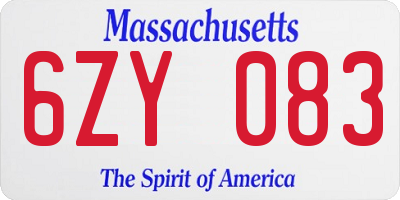 MA license plate 6ZY083