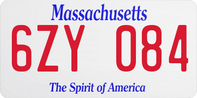 MA license plate 6ZY084