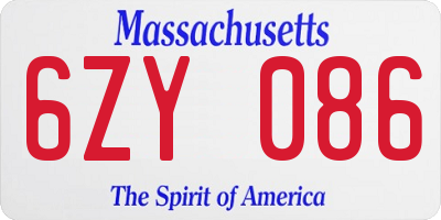 MA license plate 6ZY086