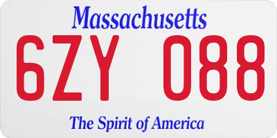 MA license plate 6ZY088