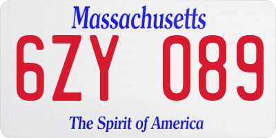 MA license plate 6ZY089