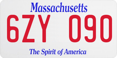 MA license plate 6ZY090