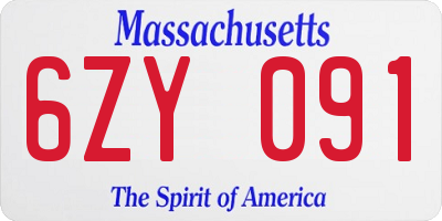MA license plate 6ZY091