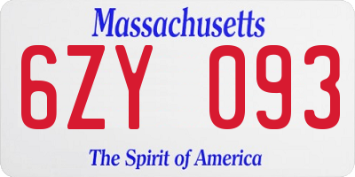 MA license plate 6ZY093