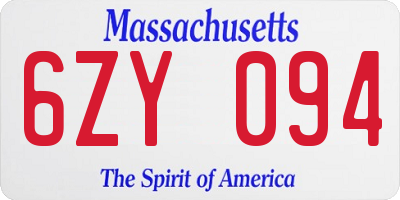 MA license plate 6ZY094