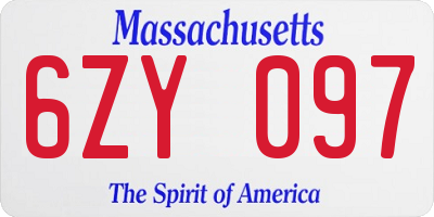 MA license plate 6ZY097