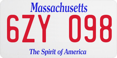 MA license plate 6ZY098
