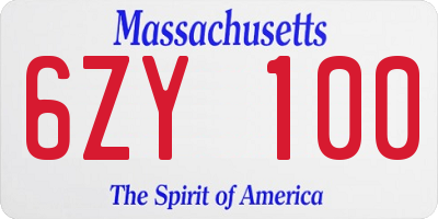 MA license plate 6ZY100